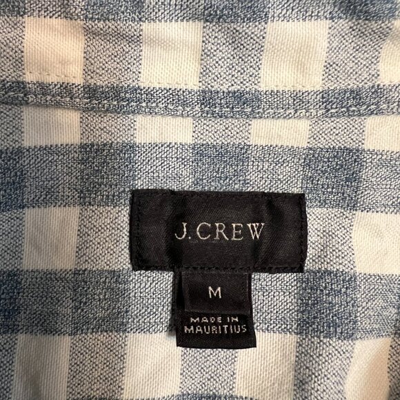 J crew Men's Button Down Shirt Gray White Gingham Long Sleeve Size Medium Cotton - Picture 6 of 8
